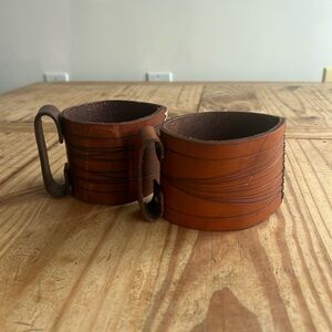 Brown Leather handmade mason jar holders